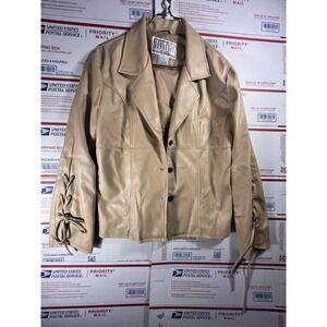 Vintage‎ BB Dakota Cream Leather Jacket Coat L
